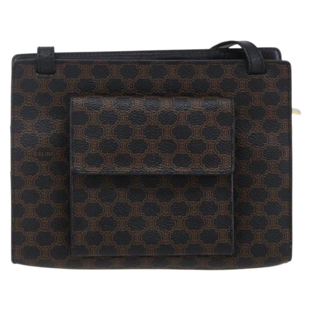 Celine Vintage Macadam Canvas Black Canvas Shoulder Bag Bag
